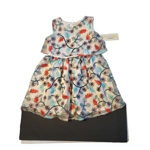Genuine Kids from Oshkosh 5T Girl's Floral Sheer Lined Sleeveless Zip Back Dress